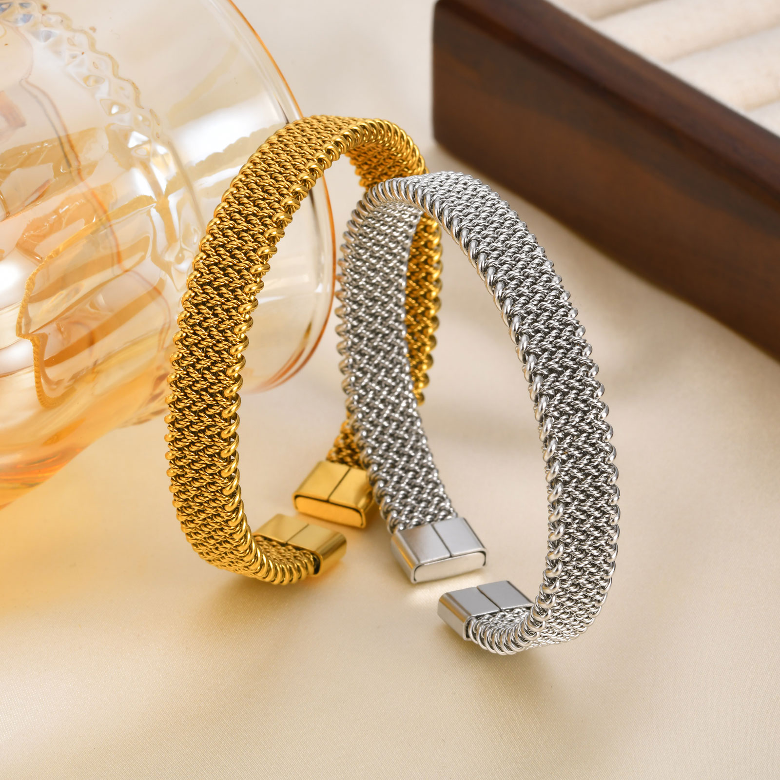 10mm Braided Stretch Strap Ope - Mesh Strap Metal のレビューと価格