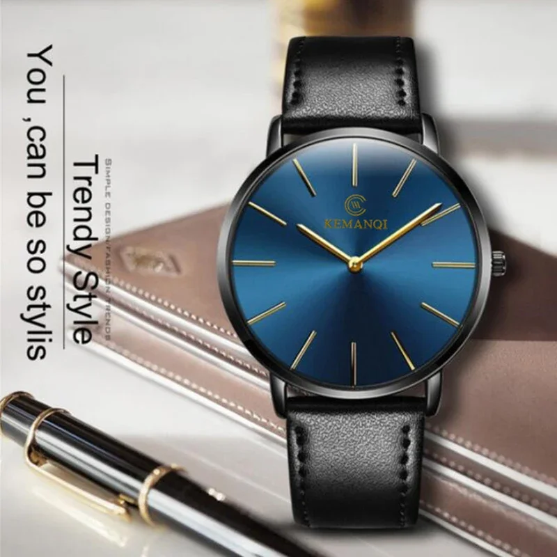 Fashion Ultra Thin Men's Quart - Leather Watch Band Men のレビューと価格