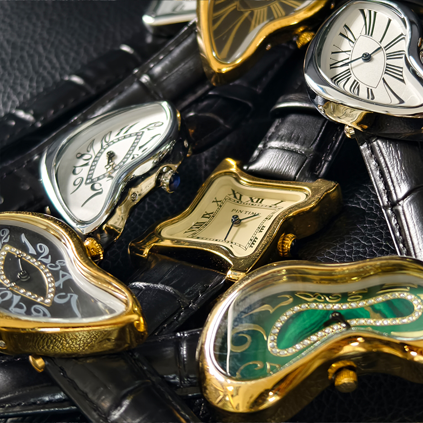 Surrealist Art Melting Clock W - Leather Watch Band Men のレビューと価格