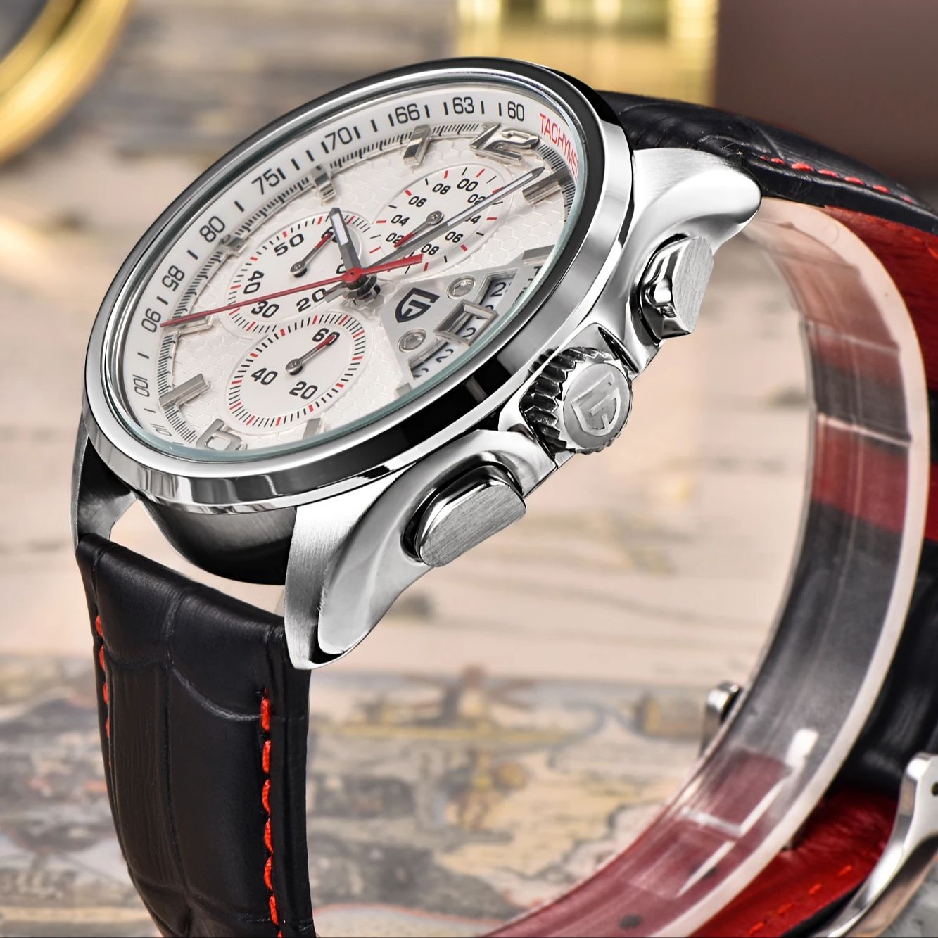 Pagani PD3306 Mens Quartz Watc - Leather Watch Band Men のレビューと価格