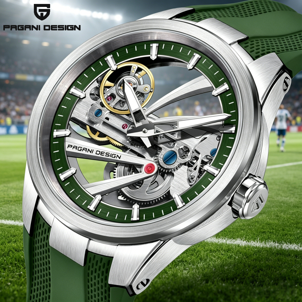 Green Skeleton PAGANI DESIGN P - Rubber Strap Diver のレビューと価格