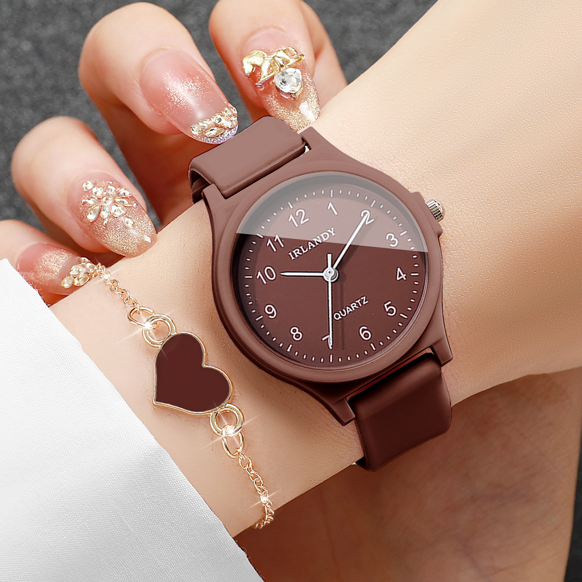 2PCS Fashion Arabic Dial Women - Silicone Band Women のレビューと価格