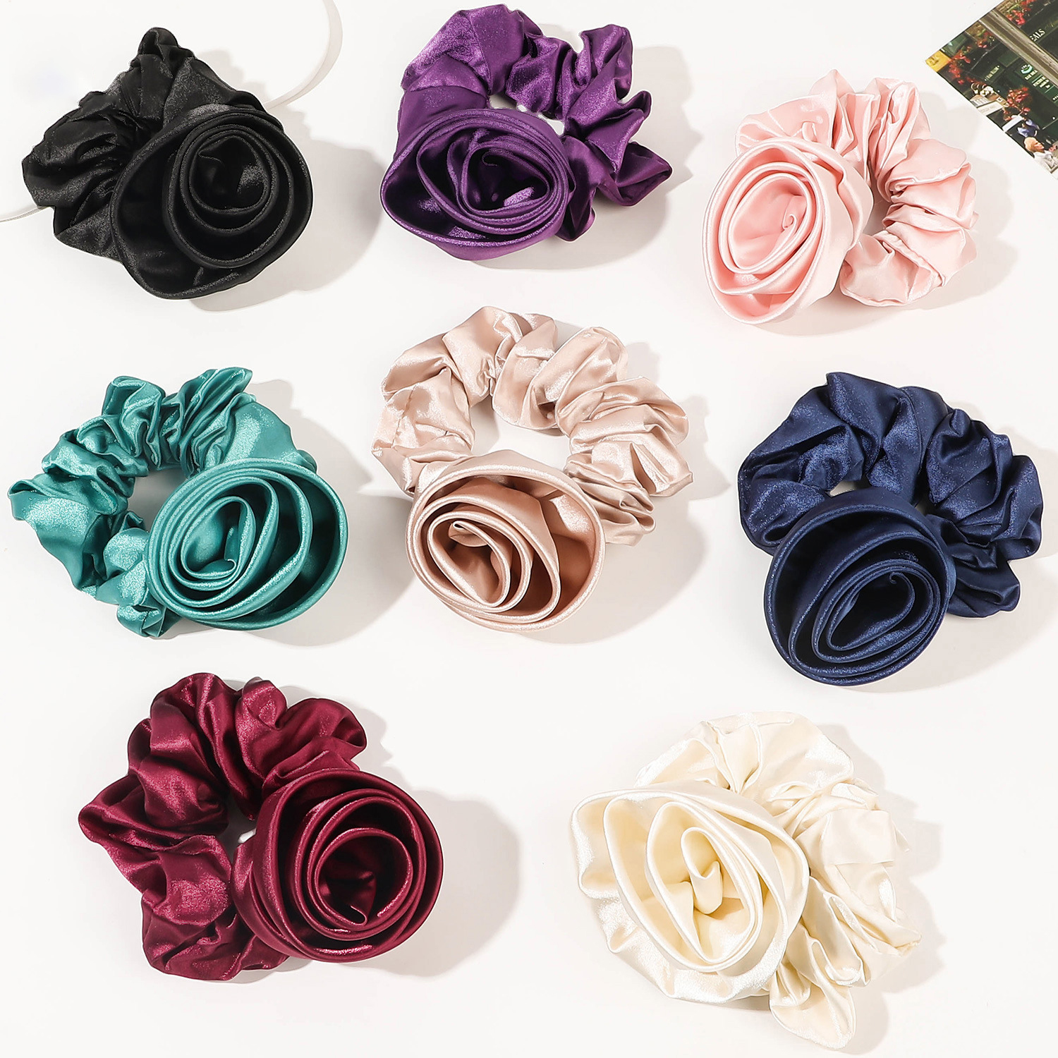 Korean Women Rose Elastic Hair - Silicone Band Women のレビューと価格