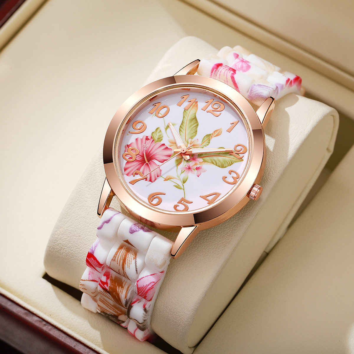 Fashion Flowers Printed Women  - Silicone Band Women のレビューと価格