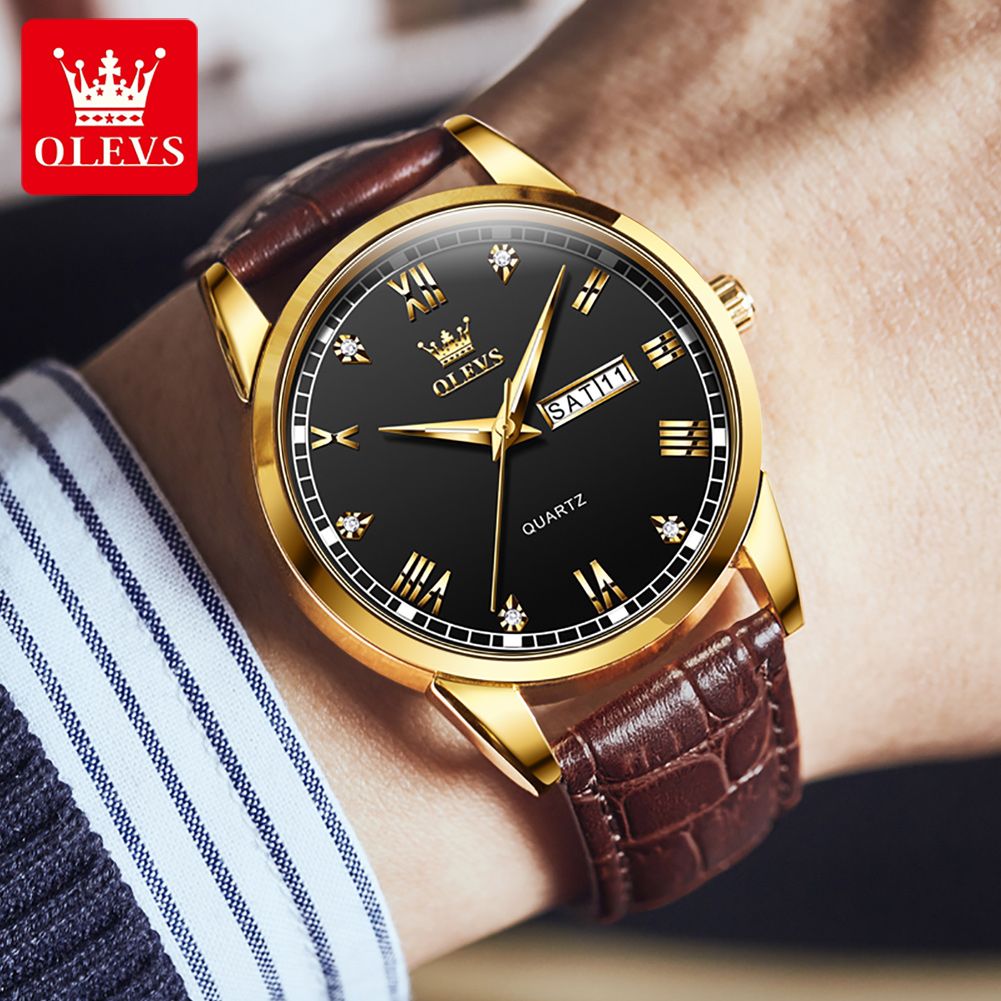 OLEVS 6896 Top Brand Men Quart - Leather Watch Band Men のレビューと価格