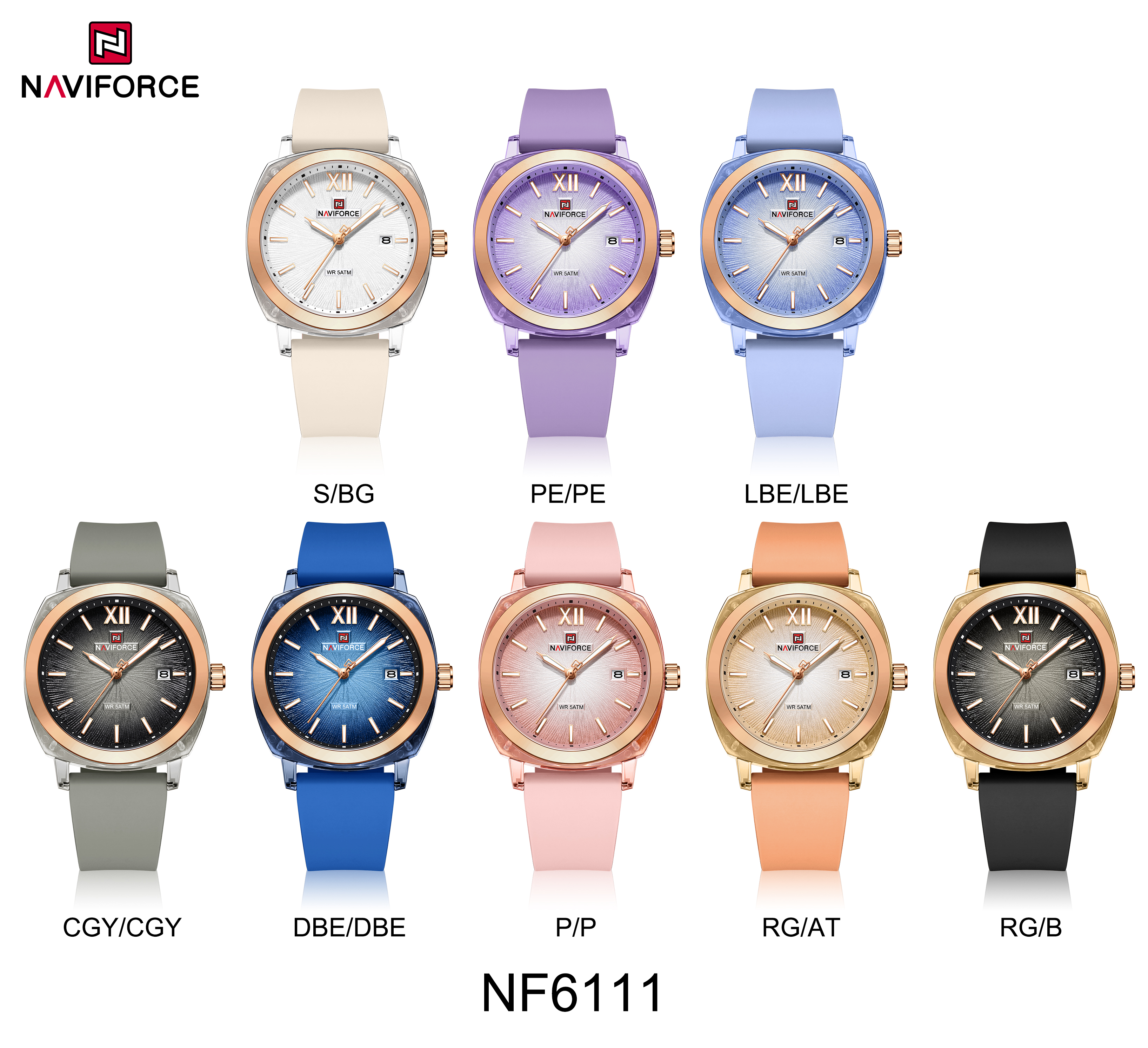 Naviforce 6111 Candy colors Wa - Silicone Band Women のレビューと価格