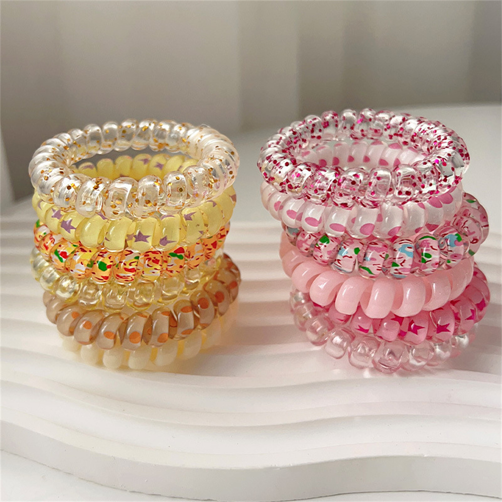 6pcs Sweet Cute Colorful Spira - Silicone Band Women のレビューと価格